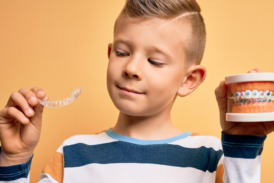 Side-by-side comparison of aligners and braces